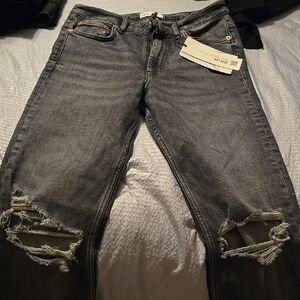 Zara Distressed Gray Jeans